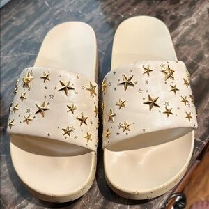 Tory Burch Cream and Gold Star Sandals